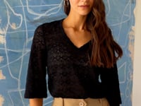 חולצת פלומה תחרה שחור